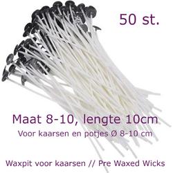 Waxpit 8-10 | 10cm | 50 st.| Zelf kaarsen maken | Kaarsen lont